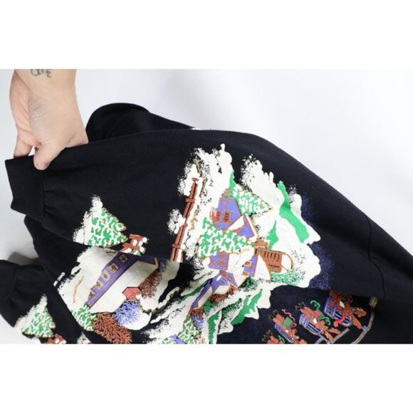 Vintage 90s Medium Faded All Over Print Christmas Crewneck Sweatshirt USA - Picture 5 of 11